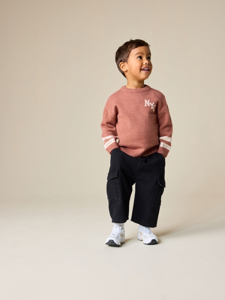 Blush Pink NYC Knitted Crew Neck Jumper (3mths-7yrs) - Image 2 of 7