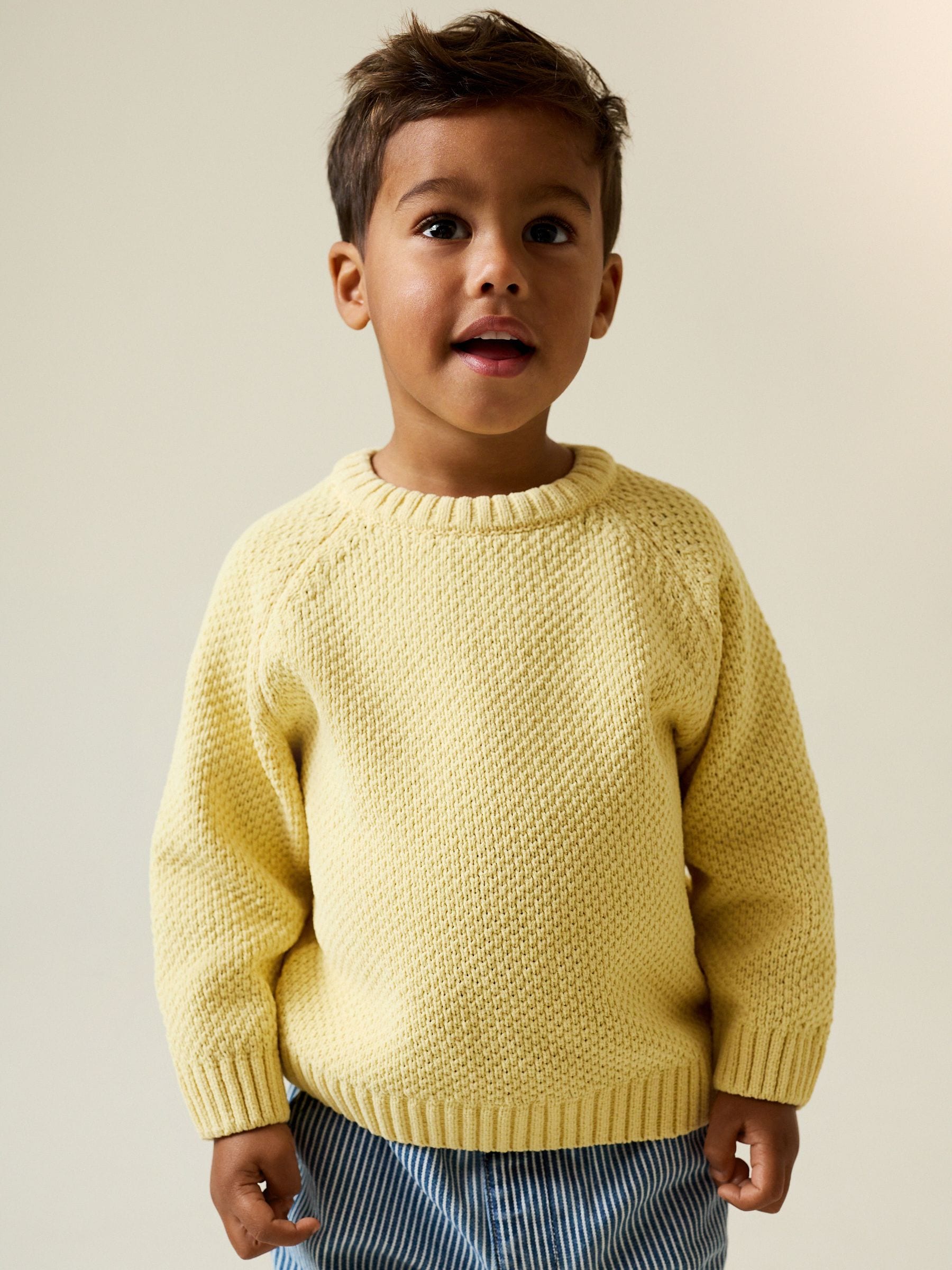 Buy Yellow Chenille Knitted Crew Neck Jumper (3mths-7yrs) from