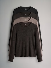 The Set Navy/Animal/Ganache/Cinder 4 Pack Long Sleeve Ribbed T-Shirts - Image 1 of 7