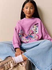 Purple Butterfly Sequin - سويت شيرت (3-16 سنة) - صورة 3 من 4