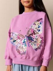 Purple Butterfly Sequin - سويت شيرت (3-16 سنة) - صورة 4 من 4