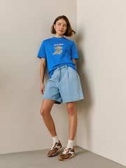 نقشة جرافيك أزرق/برتقالي/أبيض - حزمة من 3 تيشرتات أساسية ثقيلة - صورة 2 من 10