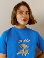 نقشة جرافيك أزرق/برتقالي/أبيض - حزمة من 3 تيشرتات أساسية ثقيلة - صورة 5 من 10