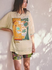 Butter Yellow Graphic Greek Vase Print Short Sleeve T-Shirt - Image 1 of 7