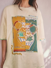 Butter Yellow Graphic Greek Vase Print Short Sleeve T-Shirt - Image 4 of 7