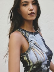 Blue Monet Licence Graphic Printed Ribbed Racer Vest - Image 1 of 9