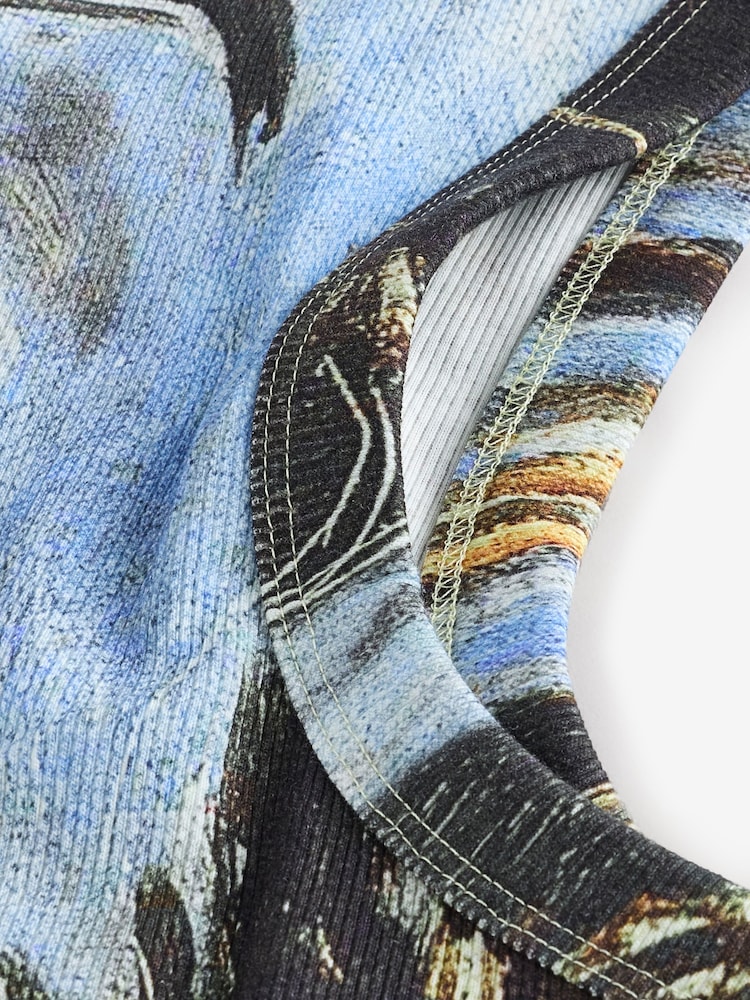 Blue Monet Licence Graphic Printed Ribbed Racer Vest - Image 9 of 9