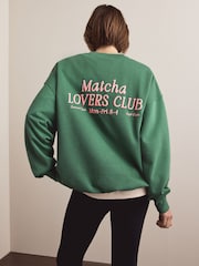 Green Matcha Graphic Sweatshirt - Image 1 of 9