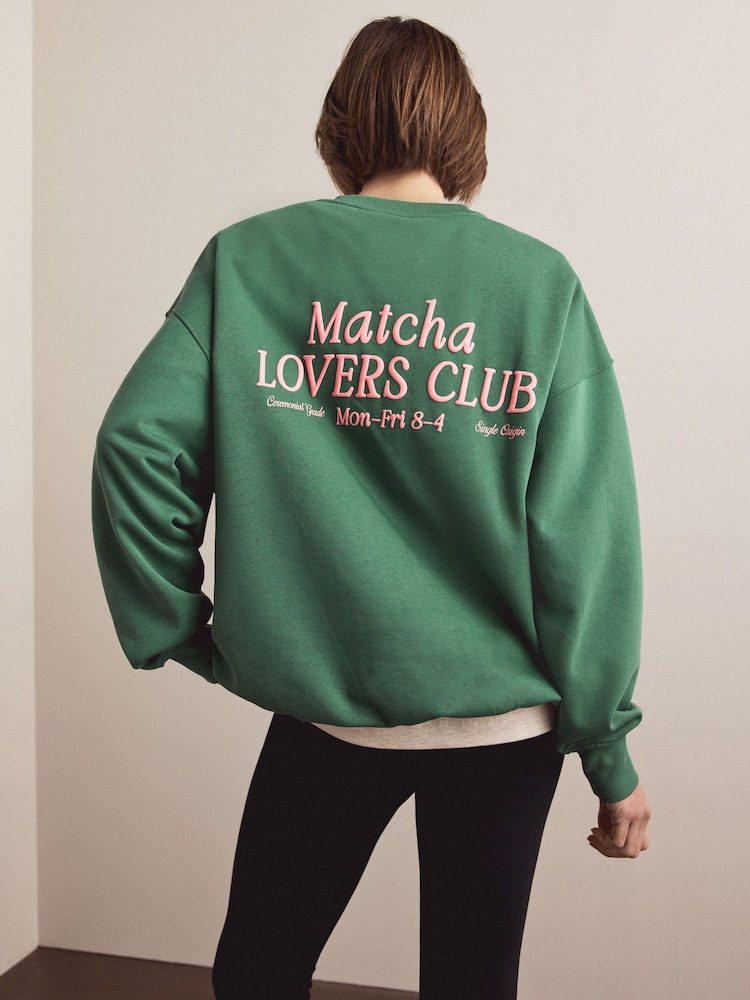 Green Matcha Graphic Sweatshirt - Image 1 of 9