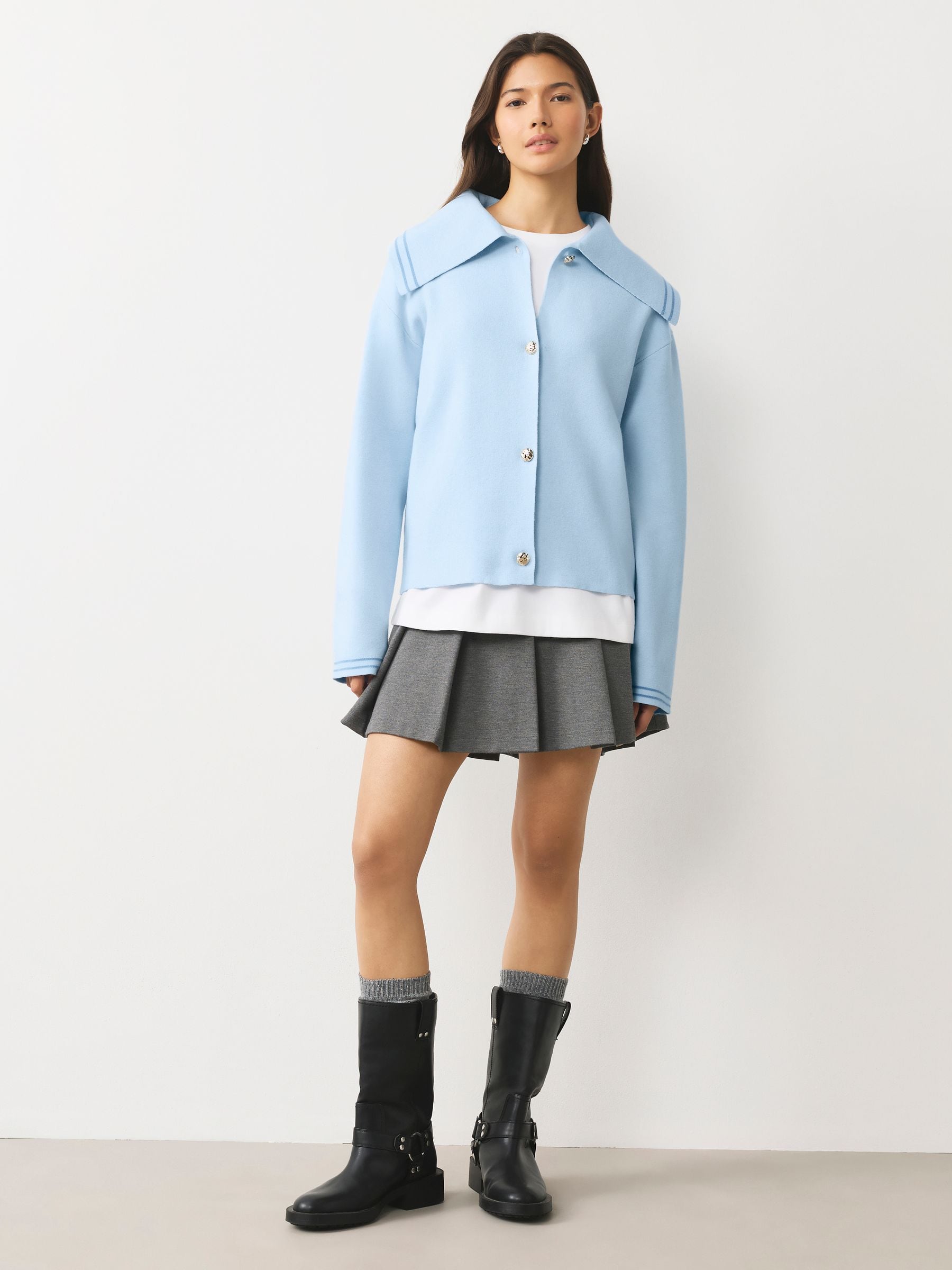 Buy Light Blue Sailor Collar Cardigan from Next USA