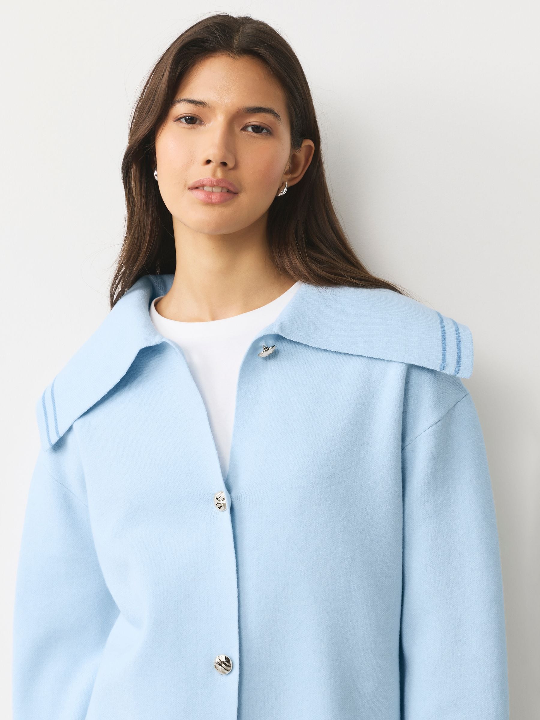 Buy Light Blue Sailor Collar Cardigan from Next Romania