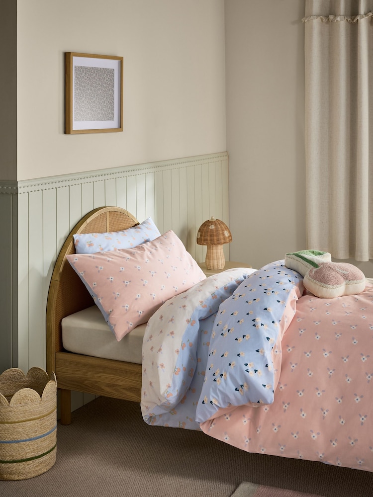 2 Pack Blue/Neutral Floral Duvet Cover and Pillowcase Set - Image 1 of 7