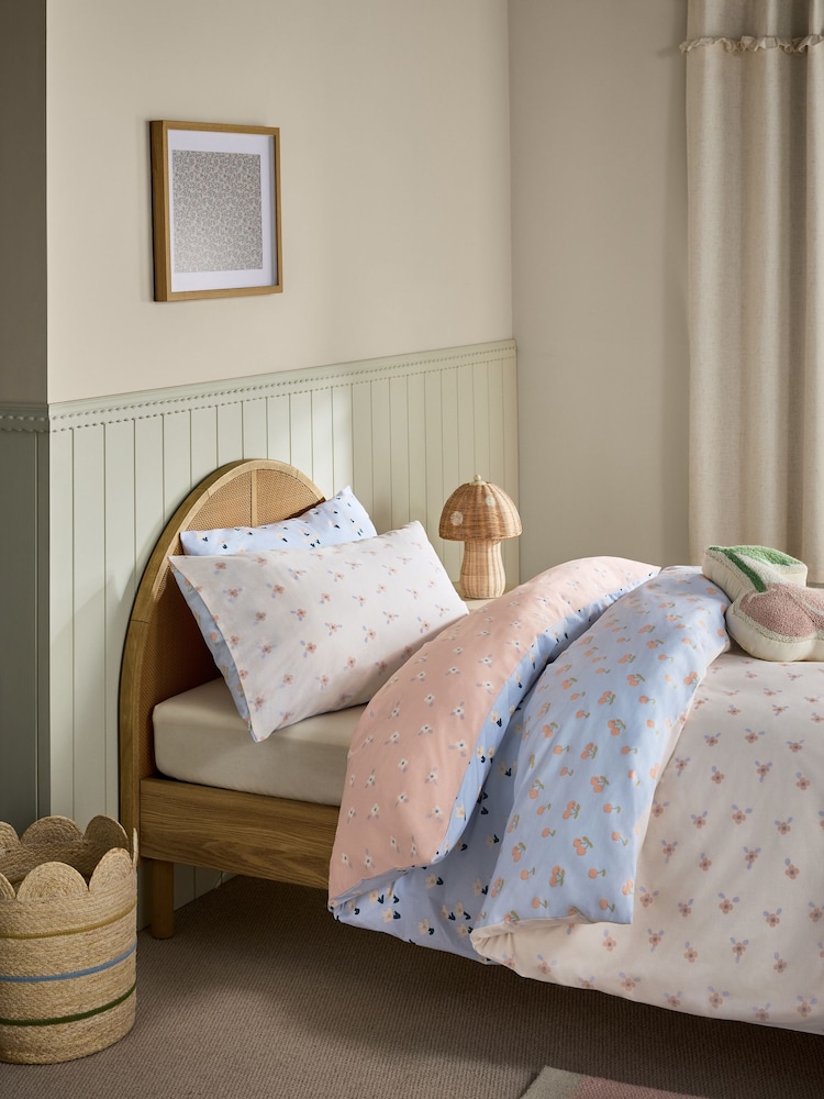 2 Pack Blue/Neutral Floral Duvet Cover and Pillowcase Set - Image 2 of 7