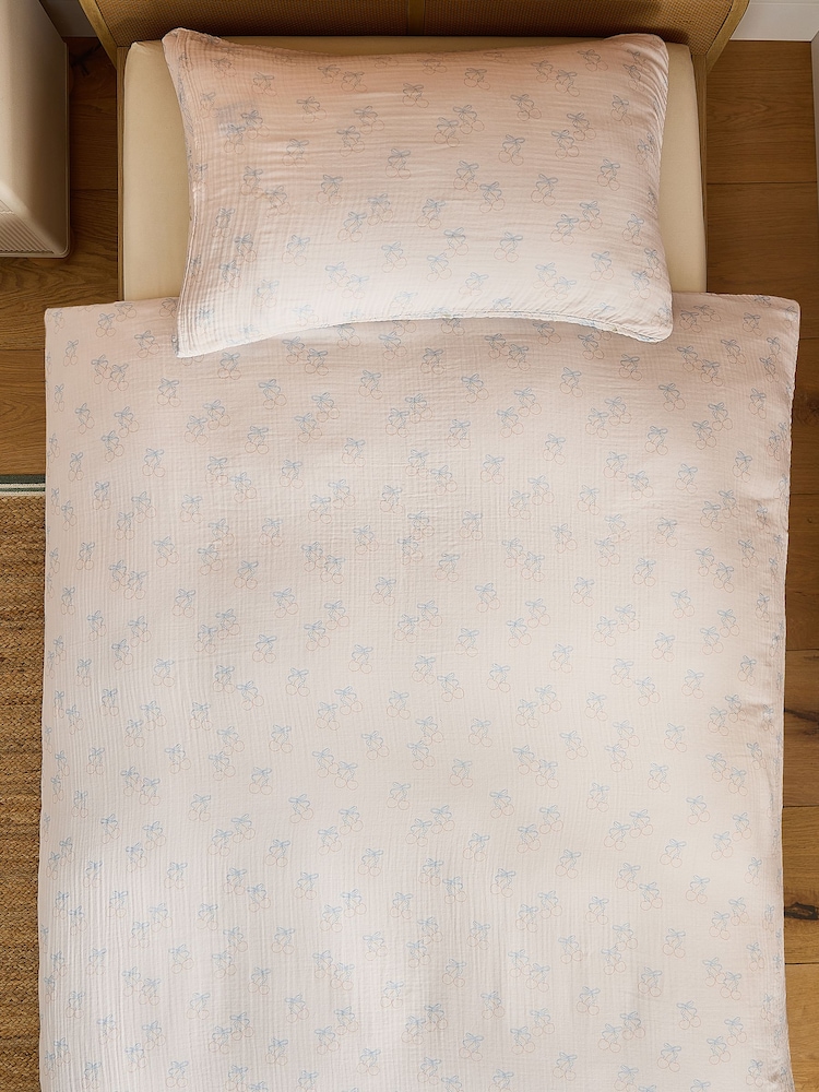 Neutral Celestial Crinkle Muslin 100% Cotton Duvet Cover and Pillowcase Set - Image 4 of 4