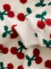 Red Ecru White Borg Cherry Graphic Zip Neck Fleece - Image 8 of 9