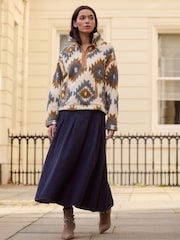 Neutral/Grey N. Premium Aztec Print Borg Half Zip Jacket - Image 2 of 9