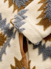 Neutral/Grey N. Premium Aztec Print Borg Half Zip Jacket - Image 8 of 9