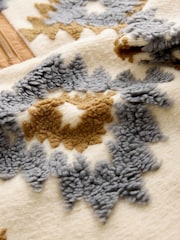 Neutral/Grey N. Premium Aztec Print Borg Half Zip Jacket - Image 9 of 9