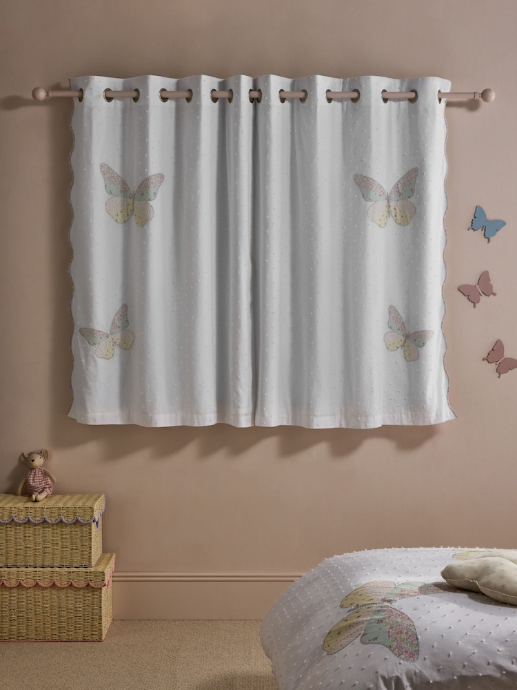 White Floral Butterfly Eyelet Blackout Curtains - Image 2 of 5