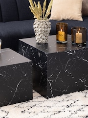 Actona Black Dice Square Coffee Table Set - Image 4 of 6