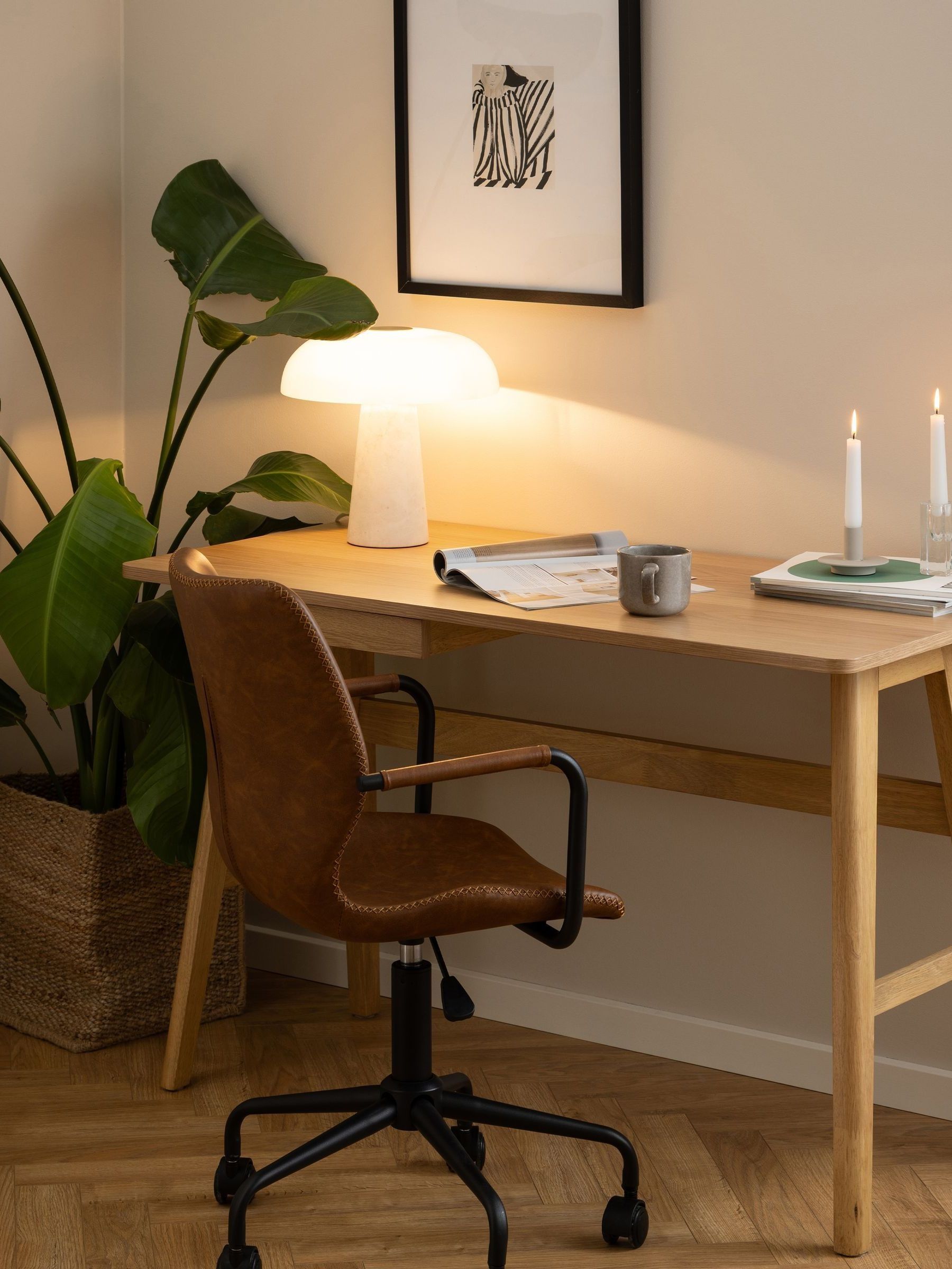 Rackhams Barnett Office Desk In Oak - 1 - Natural - 60 - Image 7
