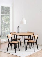 Actona Black Oak Roxby 4 Seater Compact Round Dining Table - Image 1 of 6