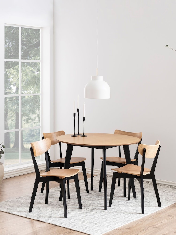 Actona Black Oak Roxby 4 Seater Compact Round Dining Table - Image 1 of 6