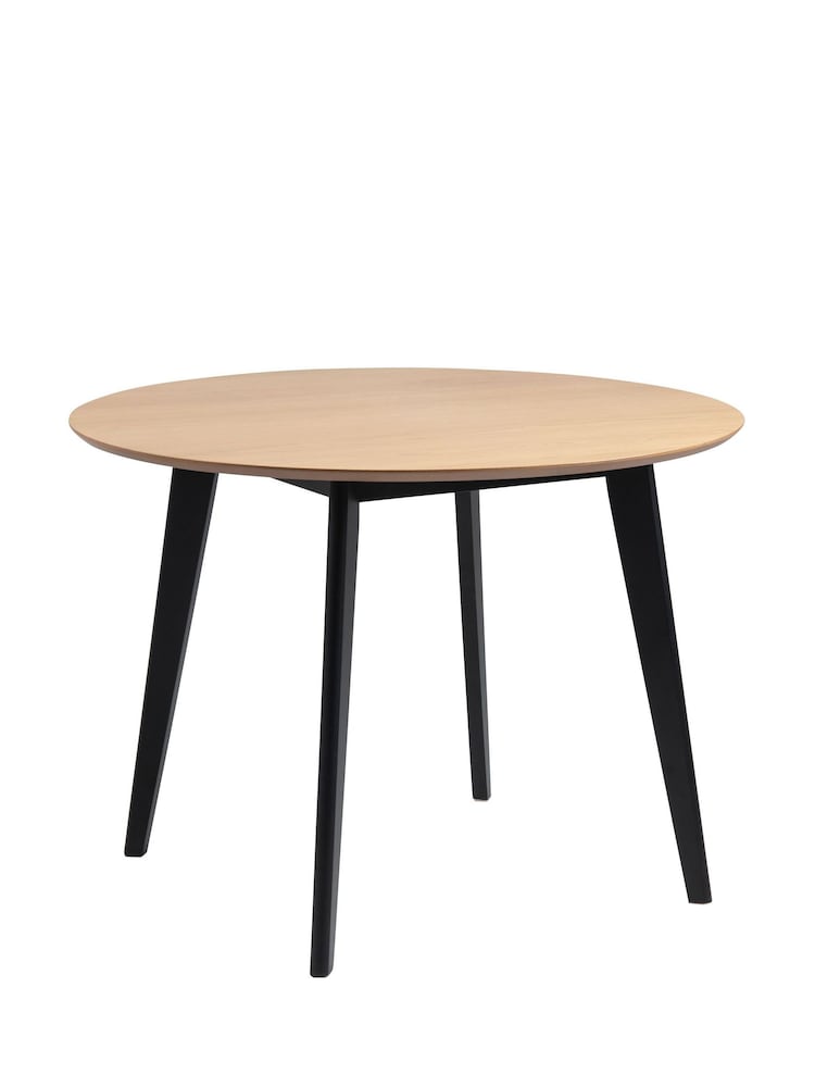 Actona Black Oak Roxby 4 Seater Compact Round Dining Table - Image 2 of 6
