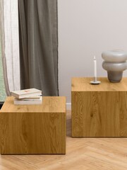 Actona Oak Dice Square Coffee Table - Image 1 of 6