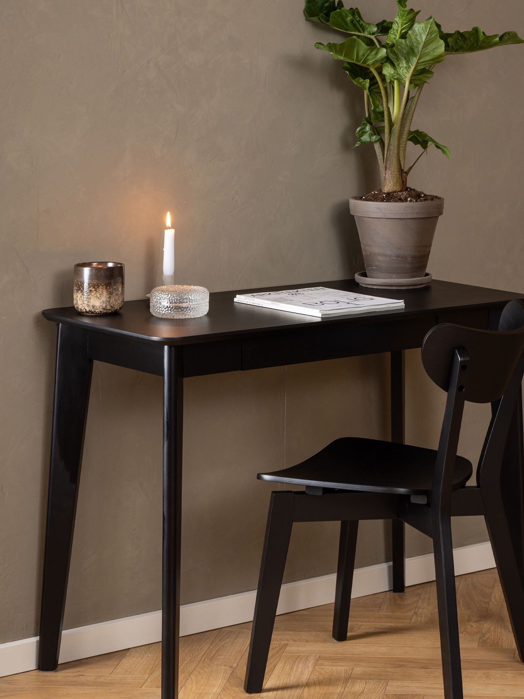 Florence Roxby Single Drawer Black Office Desk - Furniture To Go - Rectangular Oak Desk - 1000mm Width x 500mm Depth - Image 4