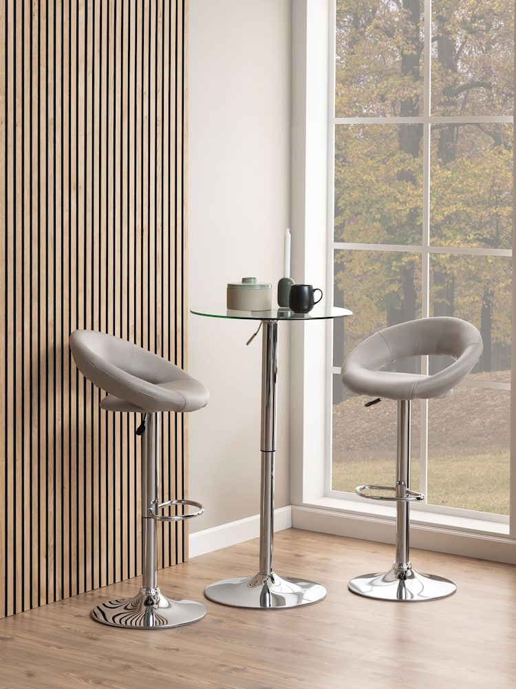 Actona Grey Plump Swivel Bar Stool with Open Back - Image 1 of 6