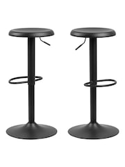 Actona Set of 2 Black Finch Bar Stools - Image 2 of 6