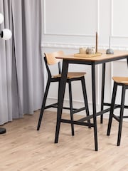Actona Set of 2 Black  Oak Roxby Bar Stools - Image 1 of 6