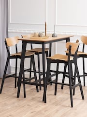 Actona Set of 2 Black  Oak Roxby Bar Stools - Image 2 of 6