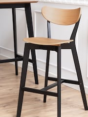 Actona Set of 2 Black  Oak Roxby Bar Stools - Image 3 of 6