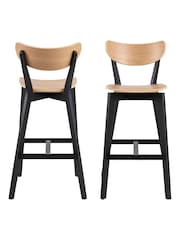 Actona Set of 2 Black  Oak Roxby Bar Stools - Image 5 of 6