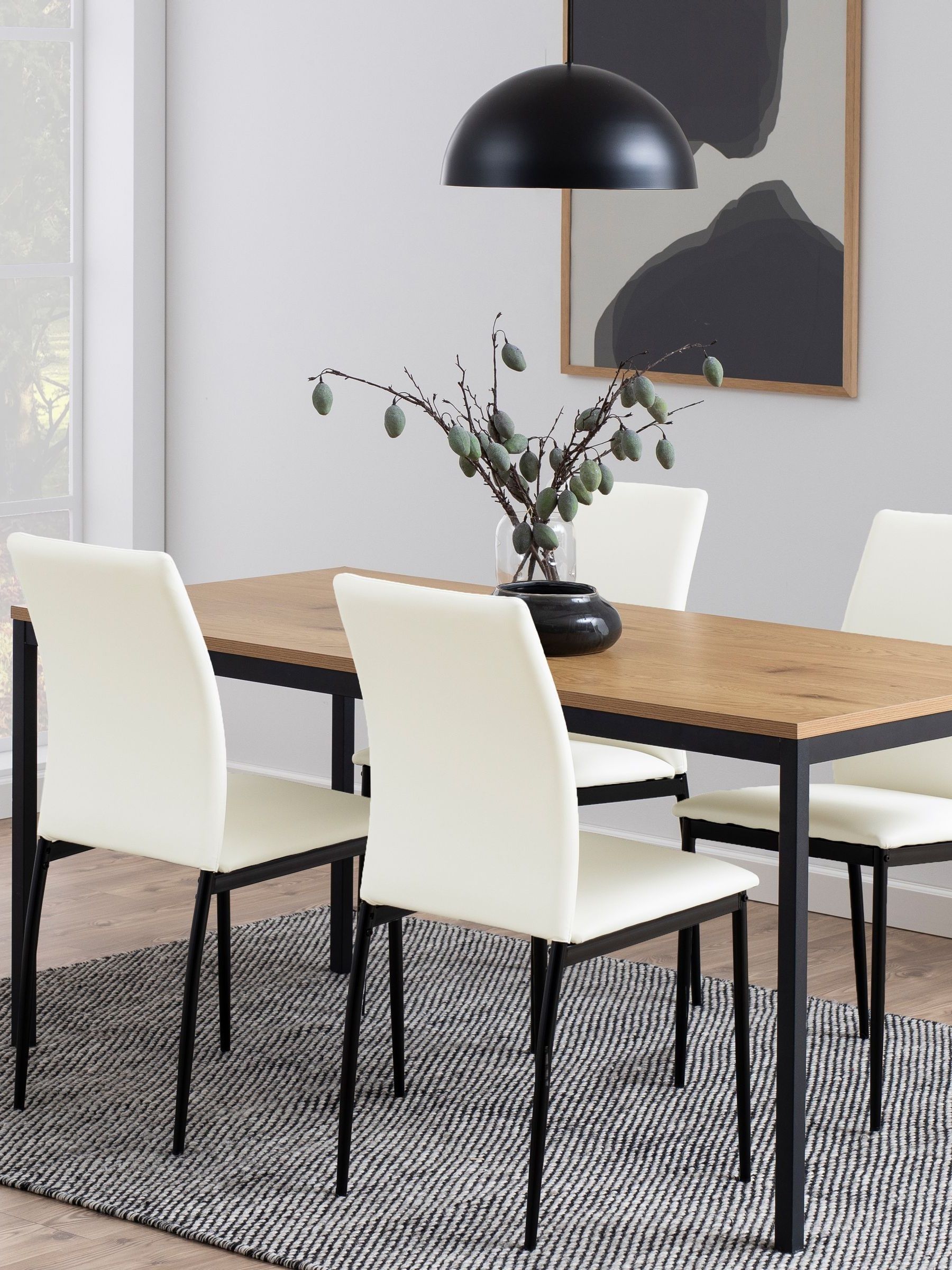Furniture To Go Seaford Dining Table In Black & Oak 160X80cm - Oak & Black - Image 5