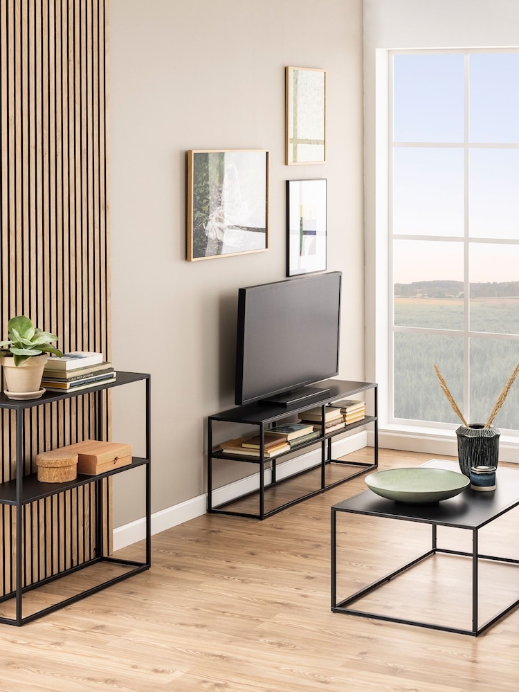 Actona Black Newcastle Console Table with Open Shelf - Image 2 of 6