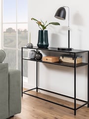 Actona Black Newcastle Console Table with Open Shelf - Image 3 of 6