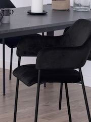 Actona Set of 2 Black Lima Dining Chairs with Armrest - Image 3 of 6