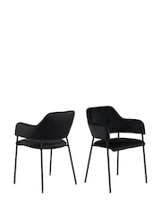 Actona Set of 2 Black Lima Dining Chairs with Armrest - Image 4 of 6