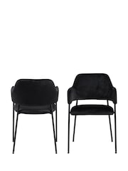 Actona Set of 2 Black Lima Dining Chairs with Armrest - Image 5 of 6