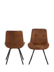 Actona Set of 2 Black Oak Waylor Dining Chairs - Image 4 of 6