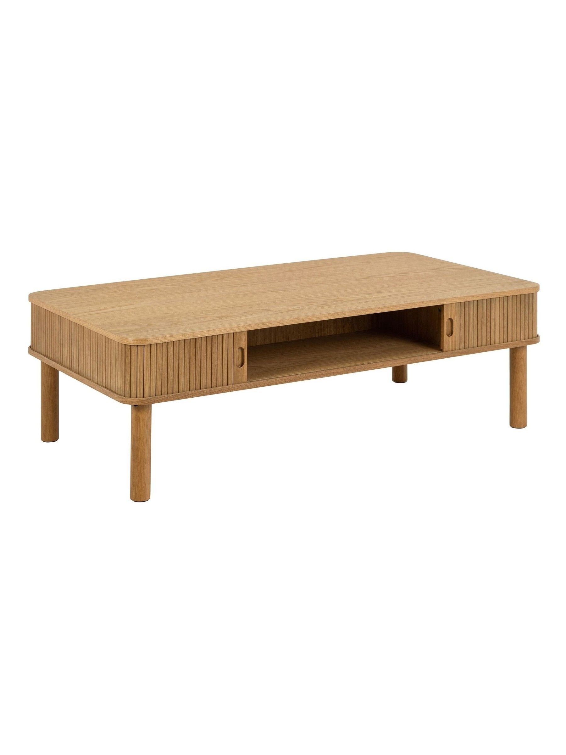 Actona Unisex Oak Langley Coffee Table Sliding Door - Image 1