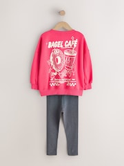 Red/Charcoal Bagel Sweatshirt and Leggings Set (3-16yrs) - Image 2 of 7