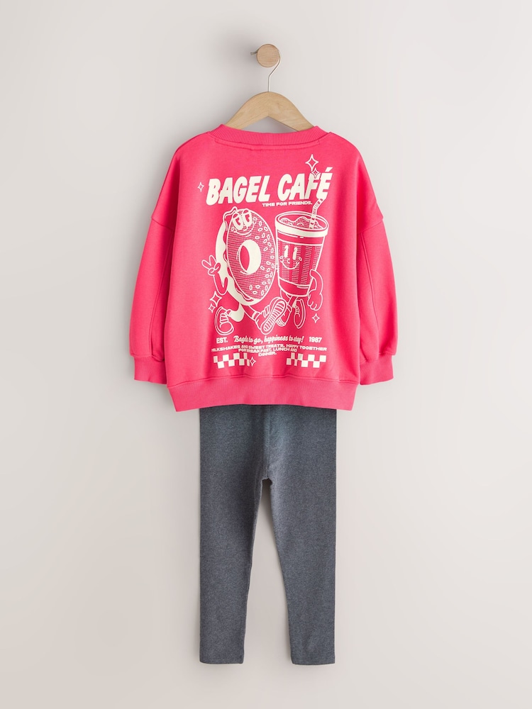 Red/Charcoal Bagel - Sett med genser og leggings (3–16år) - Bilde 2 av 4 Red/Charcoal Bagel - Sett med genser og leggings (3–16år) - Bilde 2 av 4