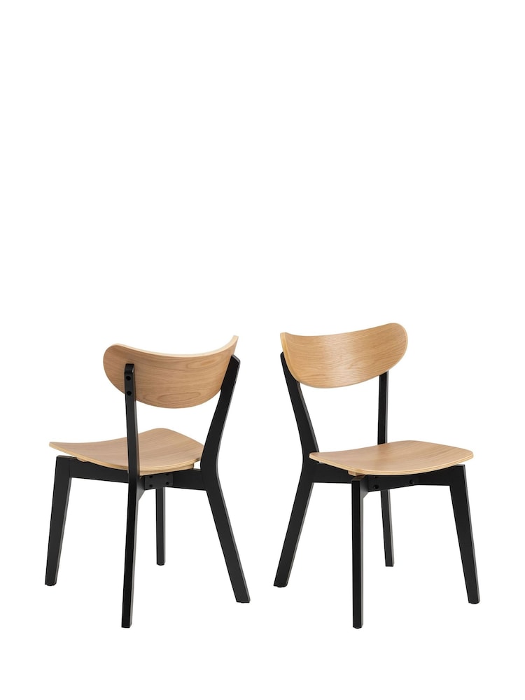 Actona Set of 2 Black Oak Roxby Dining Chairs - Image 6 of 6