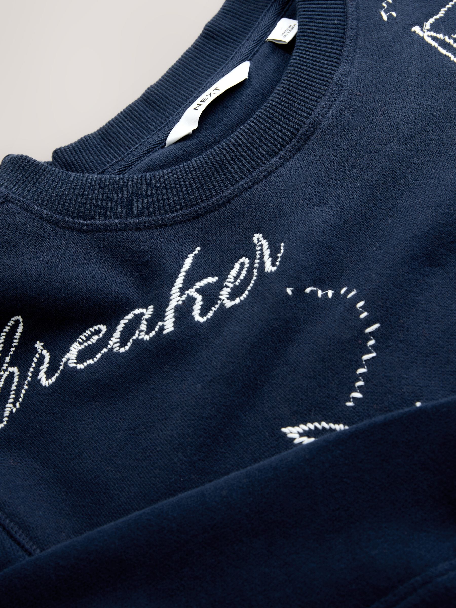 Buy Navy Embroidered Sea Graphic Crew Neck Sweatshirt from Next USA