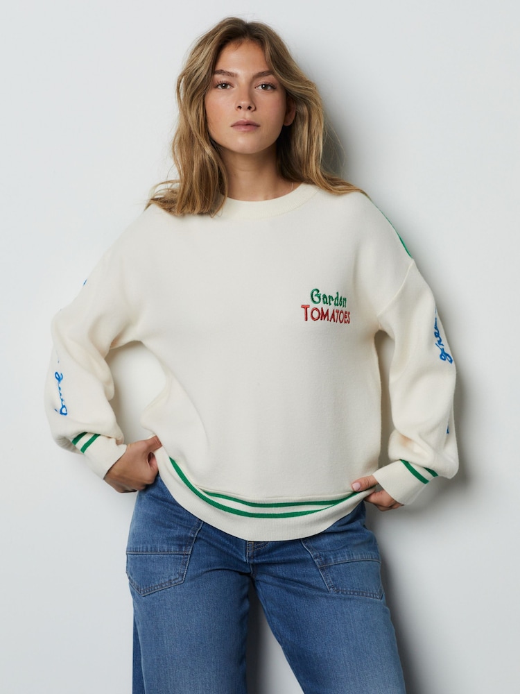 Red/Green Tomato Graphic Crew Neck Sweatshirt - Image 2 of 10 Red/Green Tomato Graphic Crew Neck Sweatshirt - Image 2 of 10