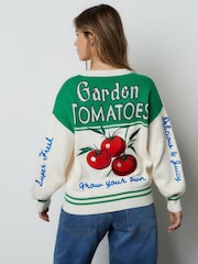 Red/Green Tomato Graphic Crew Neck Sweatshirt - Image 4 of 10